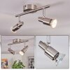 Crina ceiling light, ceiling spotlight LED chrome, matt nickel, 2-light sources