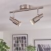 Crina ceiling light, ceiling spotlight LED chrome, matt nickel, 2-light sources