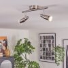 Crina ceiling light, ceiling spotlight LED chrome, matt nickel, 2-light sources