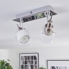 Maren ceiling light, ceiling spotlight LED chrome, matt nickel, 2-light sources