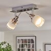 Maren ceiling light, ceiling spotlight LED chrome, matt nickel, 2-light sources