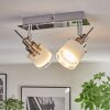 Maren ceiling light, ceiling spotlight LED chrome, matt nickel, 2-light sources