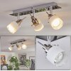 Maren ceiling light, ceiling spotlight LED chrome, matt nickel, 3-light sources