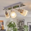 Maren ceiling light, ceiling spotlight LED chrome, matt nickel, 3-light sources