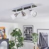 Maren ceiling light, ceiling spotlight LED chrome, matt nickel, 3-light sources