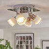 Maren ceiling light, ceiling spotlight LED chrome, matt nickel, 4-light sources