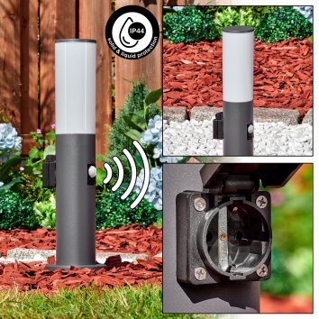 Caserta outdoor socket, pedestal light, path light anthracite, 1-light source, Motion sensor