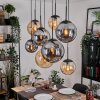 Gastor hanging light, globe light, pendant light Amber, Smoke-coloured, 8-light sources