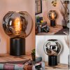 Koyoto globe light, desk lamp, table lamp 20 cm chrome, Smoke-coloured, 1-light source