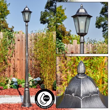 Lignac lamp post, path light black, silver, 1-light source