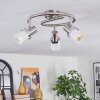 Davor ceiling light, ceiling spotlight chrome, matt nickel, 3-light sources