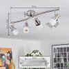 Davor ceiling light, ceiling spotlight chrome, matt nickel, 4-light sources