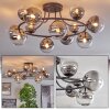 Chehalis ceiling light, globe light 76 cm clear, Smoke-coloured, 12-light sources