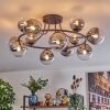 Chehalis ceiling light, globe light 76 cm clear, Smoke-coloured, 12-light sources