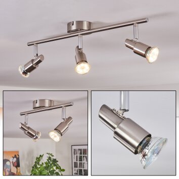 Crina ceiling light, ceiling spotlight chrome, matt nickel, 3-light sources