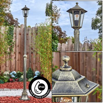 Loria lamp post, path light brown, gold, 1-light source