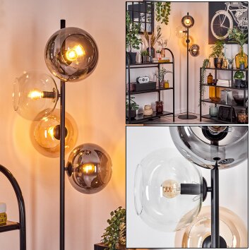 Apedo floor lamp Amber, clear, Smoke-coloured, 4-light sources