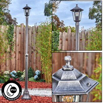 Loria lamp post, globe light black, silver, 1-light source