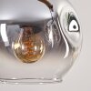 Ripoll hanging light, globe light, pendant light chrome, Smoke-coloured, 5-light sources