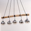 Ripoll hanging light, globe light, pendant light chrome, Smoke-coloured, 5-light sources