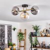 Gastor ceiling light, globe light gold, black, 3-light sources