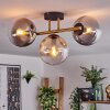 Gastor ceiling light, globe light gold, black, 3-light sources