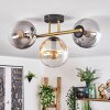 Gastor ceiling light, globe light gold, black, 3-light sources