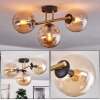 Gastor ceiling light, globe light 42 cm gold, black, 3-light sources