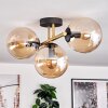 Gastor ceiling light, globe light 42 cm gold, black, 3-light sources