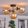 Gastor ceiling light, globe light 42 cm gold, black, 3-light sources