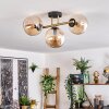 Gastor ceiling light, globe light 42 cm gold, black, 3-light sources