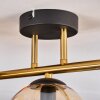 Gastor ceiling light, globe light 42 cm gold, black, 3-light sources