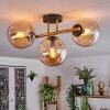 Gastor ceiling light, globe light 42 cm gold, black, 3-light sources