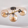 Gastor ceiling light, globe light 42 cm gold, black, 3-light sources