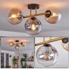 Gastor ceiling light, globe light 42 cm gold, black, 3-light sources