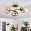 Gastor ceiling light, globe light 42 cm gold, black, 3-light sources