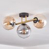 Gastor ceiling light, globe light 42 cm gold, black, 3-light sources