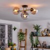 Gastor ceiling light, globe light 42 cm gold, black, 3-light sources