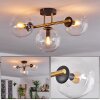 Gastor ceiling light, globe light 42 cm gold, black, 3-light sources