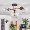 Gastor ceiling light, globe light 42 cm gold, black, 3-light sources