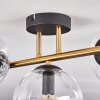 Gastor ceiling light, globe light 42 cm gold, black, 3-light sources