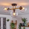 Gastor ceiling light, globe light 42 cm gold, black, 3-light sources