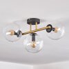 Gastor ceiling light, globe light 42 cm gold, black, 3-light sources