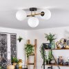 Gastor ceiling light, globe light 42 cm gold, black, 3-light sources