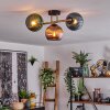 Koyoto ceiling light, globe light 30 cm gold, black, 3-light sources