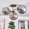 Gastor ceiling light, globe light 42 cm gold, black, 3-light sources