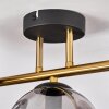 Gastor ceiling light, globe light 42 cm gold, black, 3-light sources