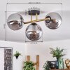 Gastor ceiling light, globe light 42 cm gold, black, 3-light sources