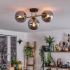 Gastor ceiling light, globe light 42 cm gold, black, 3-light sources