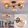 Gastor ceiling light, globe light 42 cm gold, black, 3-light sources